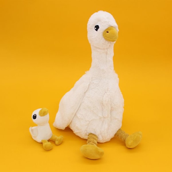 Peluukki - Les Déglingos - Jébongou - Äiti ankka ja vauva - 36 cm - Kierrätetty polyesteri Vit