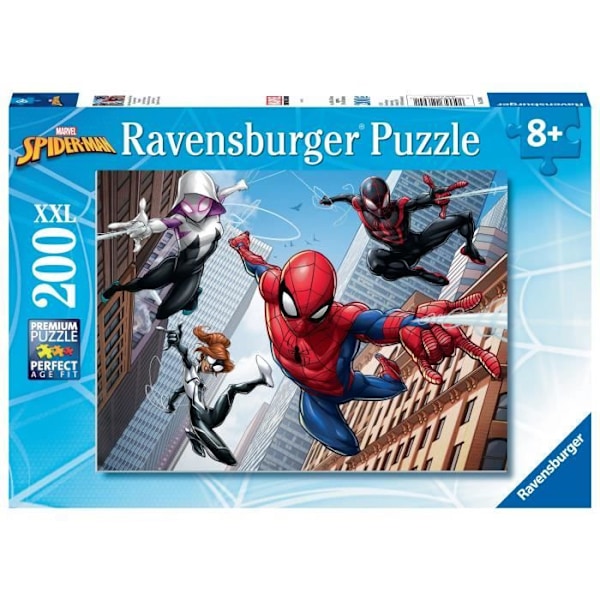 Ravensburger - Hämähäkkimies 200 palanen XXL palapeli - Hämähäkin voimat - Lapset 8 vuotta ja vanhemmat Flerfärgad