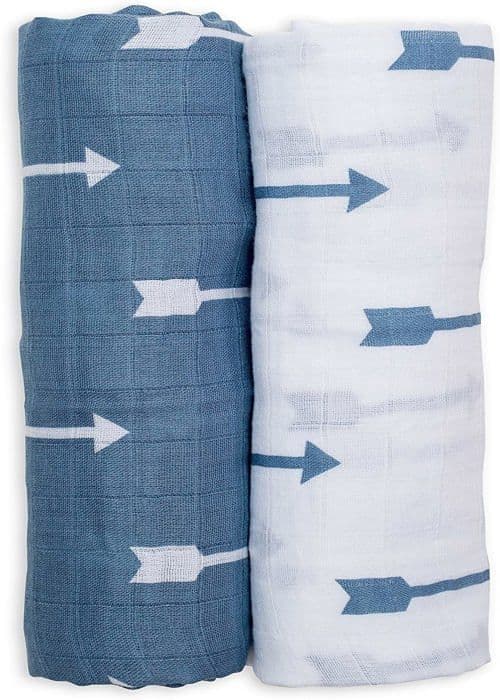 Muslin swaddle - Blue Arrows - Förpackning om 2 - 100x100 cm - 100% bomull Blå
