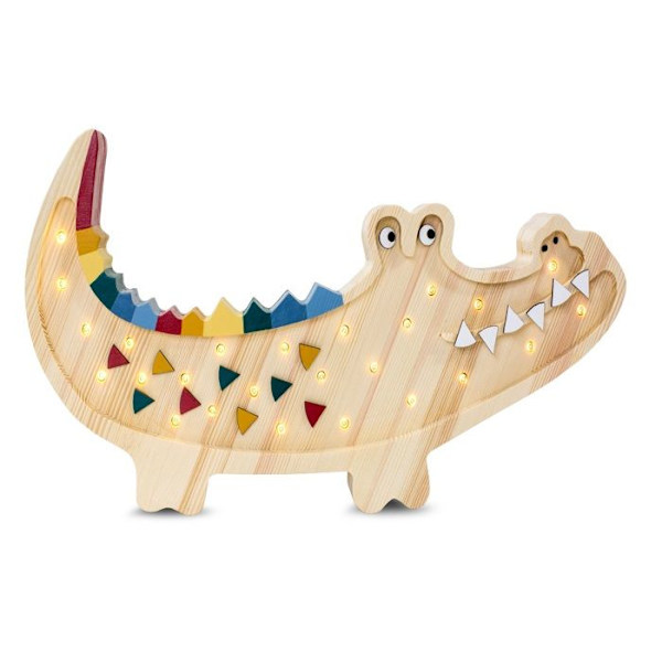 Little Lights - Crocodile Night Light Lampa naturligt trä Beige