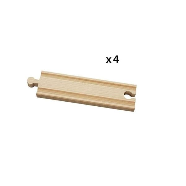 Medium lige skinner 144 mm - BRIO - Tilbehør til trætogkredsløb beige