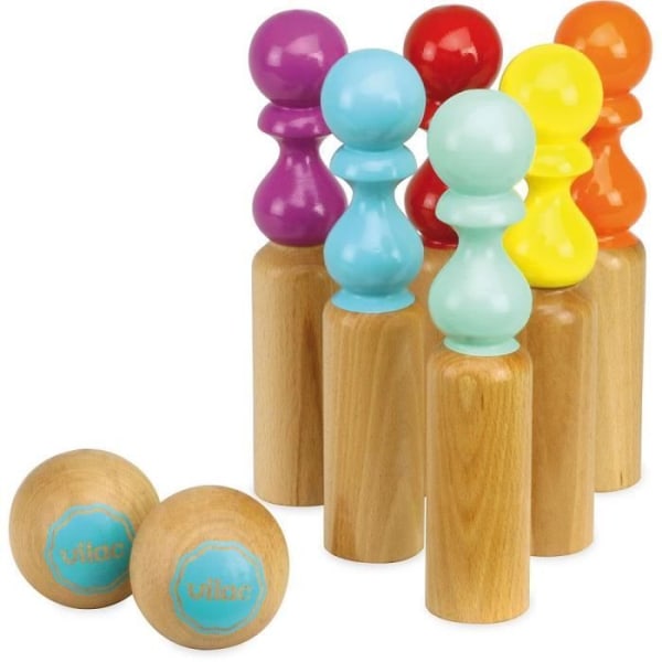 Retro bowlingspel - VILAC - Massivt trä - Flerfärgad - Barn - Ø4,5 x H24 cm