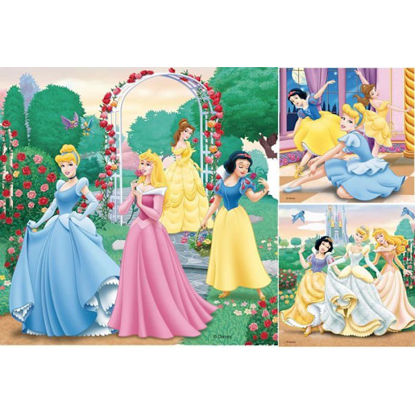 Palapelit 3x49 kappaletta Disney Princessit, Alkaen 5 vuotta, Ravensburger Gul