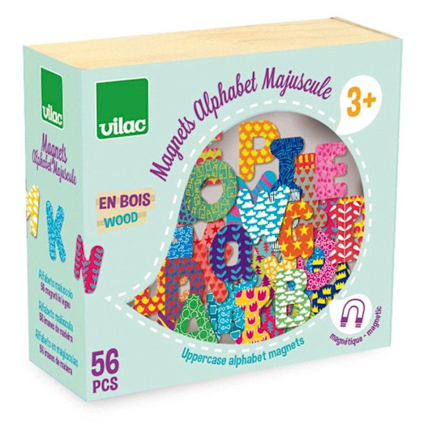 Magnetit Aakkoset Isot Kirjaimet: 56 puukappaletta Grön