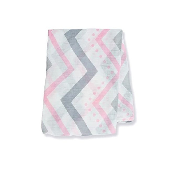 Rosa Chevron bambu swaddle 120x120 cm - Lulujo - Mjukhet och mångsidighet - Girl Vit