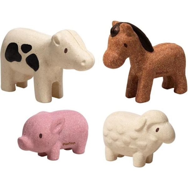 Farmifiguurit - Plan Toys - 4 eläintä sisältyy - Aloittaen 12 kuukaudesta Flerfärgad
