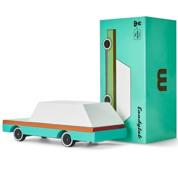 Pienet autot ja retro klassiset mini mallit puusta Candylab Candycar Suunnittelijat lasten ja aikuisten - Teal Wagon CN Blå