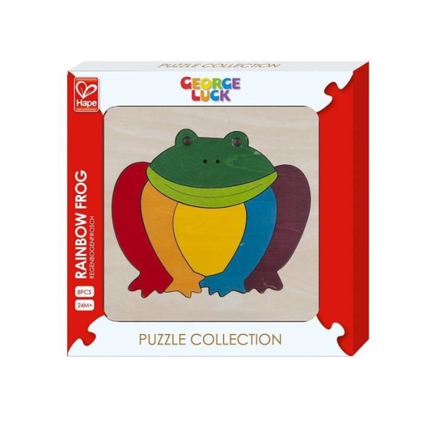 HAPE Rainbow Frog träpussel - 7 bitar - För barn från 3 år och uppåt