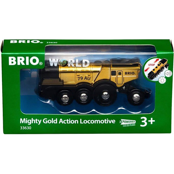 Brio World Tehokas akkukäyttöinen kultainen veturi - Ääni- ja valotarvike Puinen junarata - Ravensburger - 3-vuotiaasta alkaen - Grön