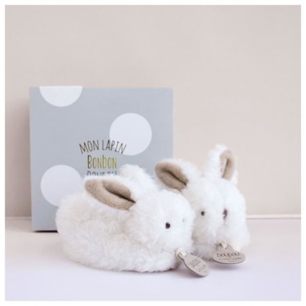 DOUDOU ET COMPAGNIE Lapin - Box tofflor med skaller Taupe 0-6 månader Mol