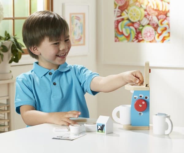 Melissa & Doug - Kaffeservering Beige, blått och vitt