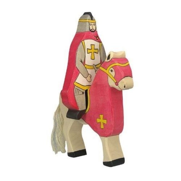 Holztiger Knight med röd kappa statyett
