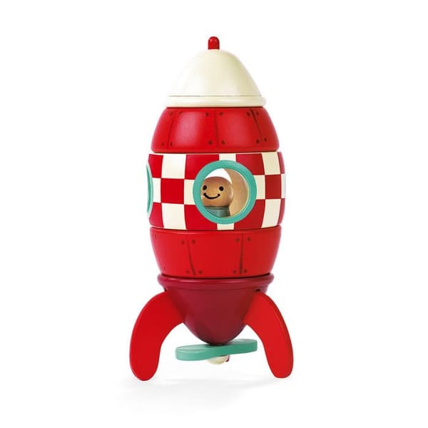 magnetisk kit raket i trä Röd