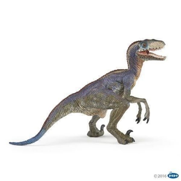 Figurin - PAPO - Blå Velociraptor - För barn från 3 år - Handmålad