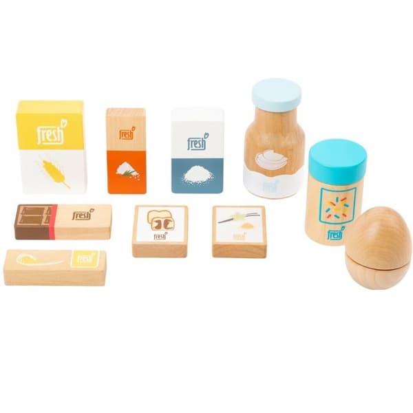 Imitationslegetøj - SMALL FOOT - Junior konditor i træ - 10 dele - Beige - 3 til 6 år beige