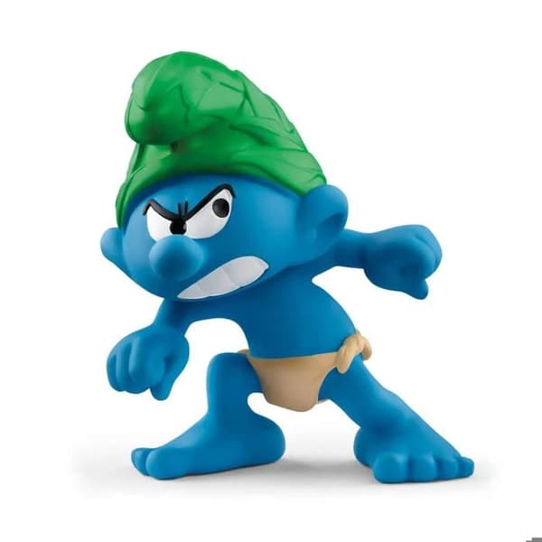 Stribet Smurfefigur Enfärgad