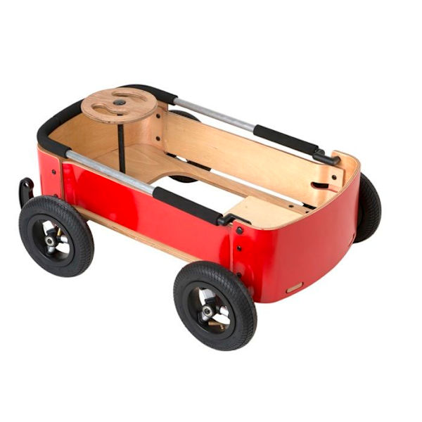 Wagon Wishbone 3 in 1 trävagn - WISHBONE - För barn från 12 månader och uppåt - Röd, brun och svart Röd, brun och svart