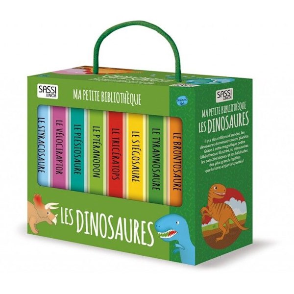 My Little Library - Sassi Junior - Dinosaurier - 8 små illustrerade böcker - Huvudfärg: Svart Flerfärgad