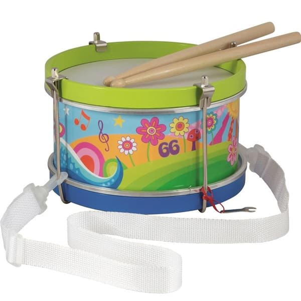 Musiklegetøj - GOKI - Tromme Flower Power - Træ - 3 til 8 år - Blå farve Blå