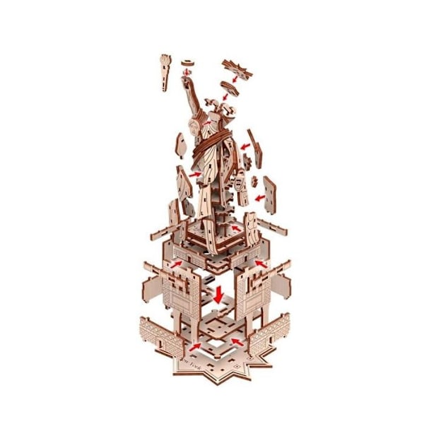 Puzzle 3D - Mr Playwood - Vapaudenpatsas - Puu - 109 palaa - 14+ vuotta Beige