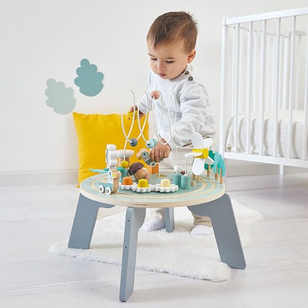 Sweet Cocoon Wooden Aktivitetsbord - 9 aktiviteter för barn - Early Learning Toy - FSC Wood - Trädgårdstema - Från 12 månader Flerfärgad