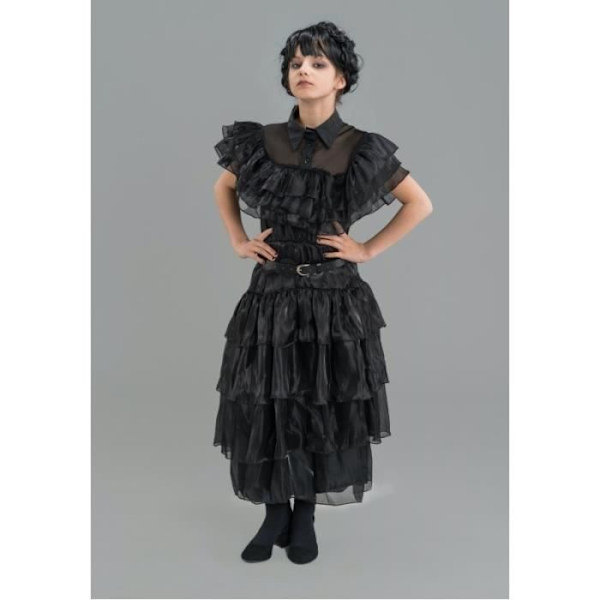 Svart bollklänning för barn onsdag från Addams Family CHAKS - Storlek 13/14 år 164cm - Halloween svart 13-14 år gammal