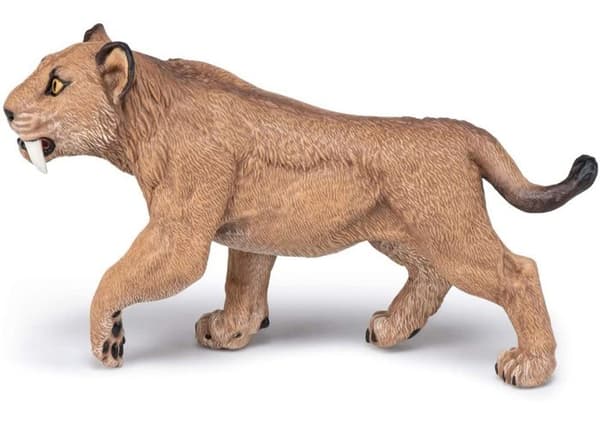 Præhistorisk figurine: ung Smilodon Beige, vit och brun