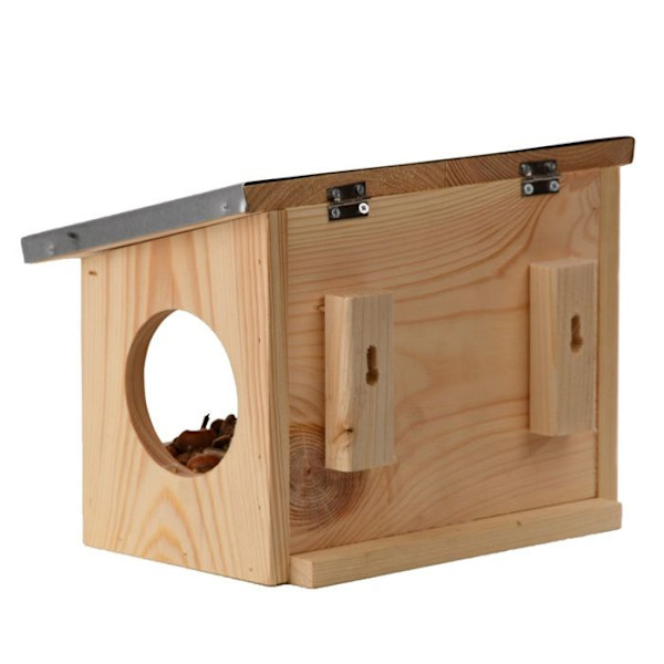 Oravien ruokintapaikka - P 17,6 x L 25,3 x K 18,7 cm - Puuta kastanj