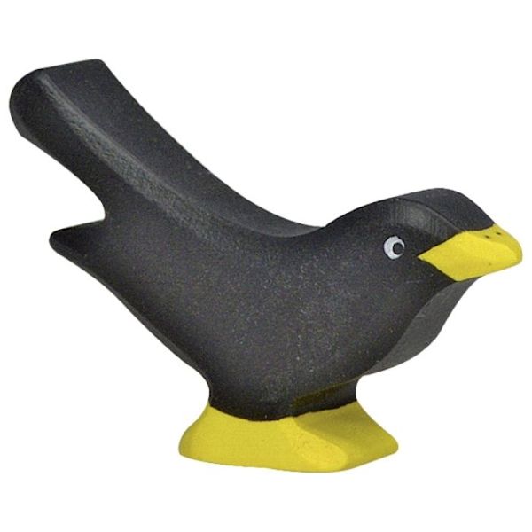 HOLZTIGER Blackbird träfigur - handmålad - för barn från 3 år Svart