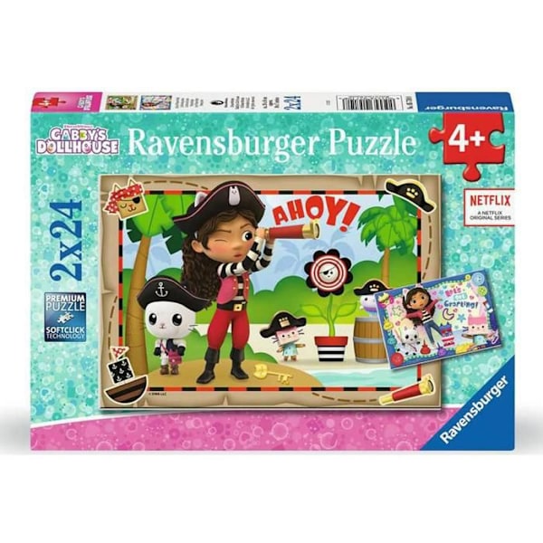 2 x 24 bitars pussel: Piratfest, Gabbys dockhus Flerfärgad