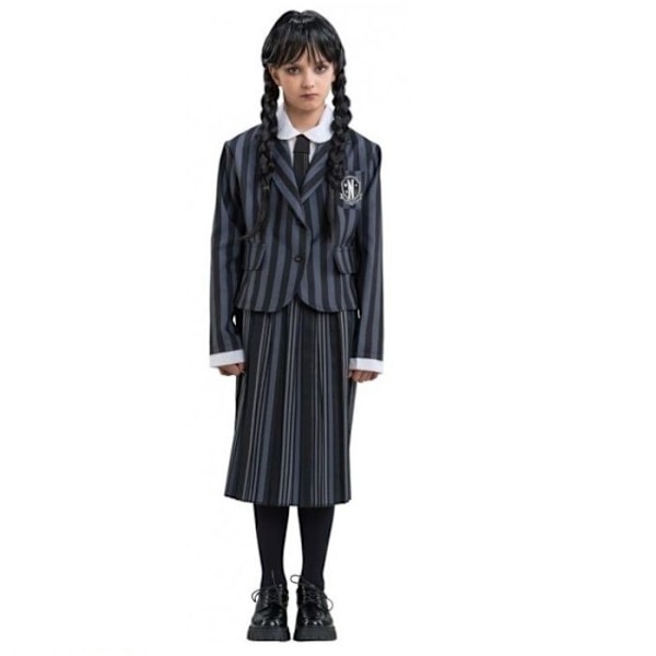 Onsdag Addams Uniform Costume - Netflix onsdagslicens - Girl - Svart Svart 11-12 år gammal