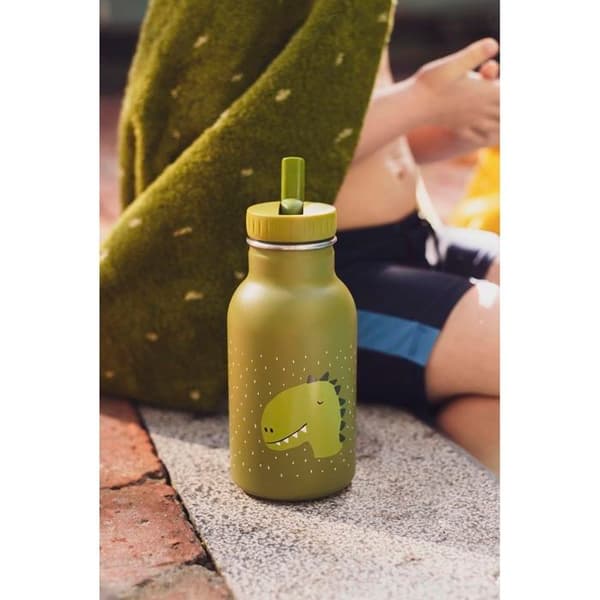 Børneflaske i rustfrit stål - TRIXIE - Mr. Dino - 350 ml - Grøn - Rustfrit stål og PP - 15,5 cm i højden Grön