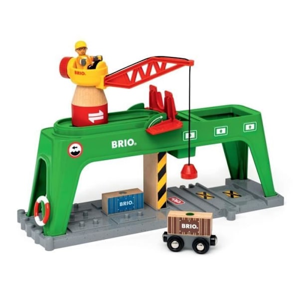 BRIO - Kaksiraiteinen kuormausnosturi - Puisen junaradan lisävaruste - Sekoitettu 3-vuotiaasta alkaen Beige