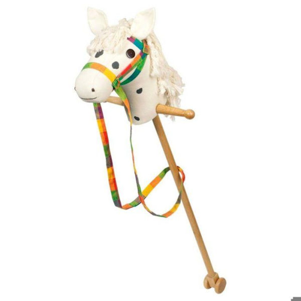 MIN VITA HÄST MED PINN GOKI NY 100 CM Vit och mångfärgad