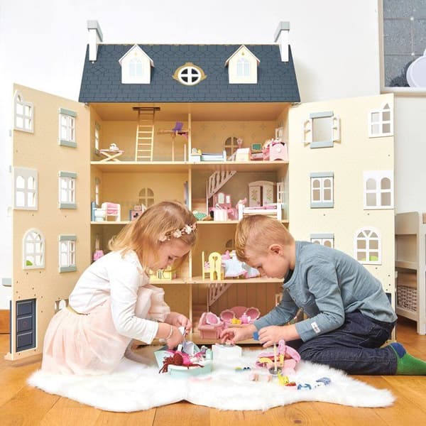 Palace dockskåp - Le Toy Van - 4 våningar - Hållbart trä - Grått och beige Grå och beige