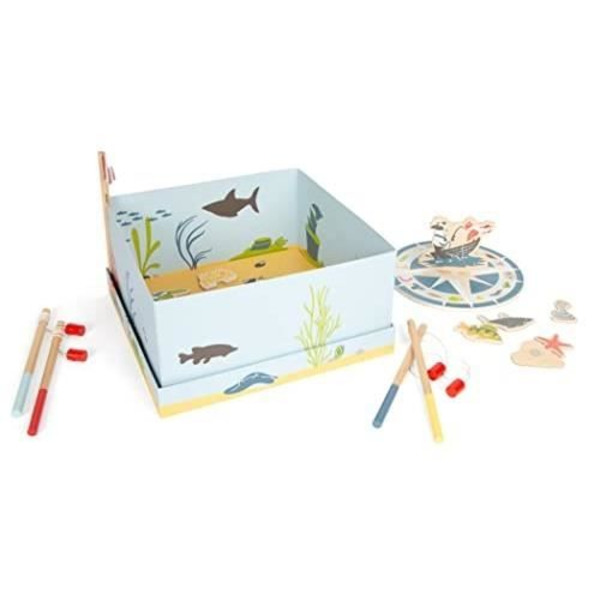 Puinen kalastuspeli 4 Friends - PIENI JALKA - Värikäs muotoilu - Opi pitäen hauskaa Färgglad design med ljusa färger