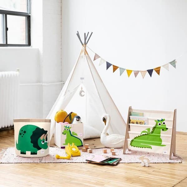 3 Sprouts Dino legetøjstaske Grön