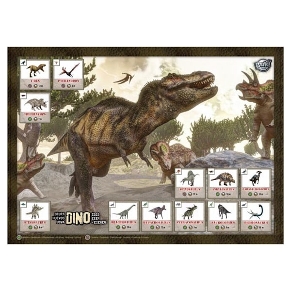 Dino Munakoko Paketti Buki - 12 Dinosaurusta - Kaivuutyökalut - Alusta - Juliste Flerfärgad