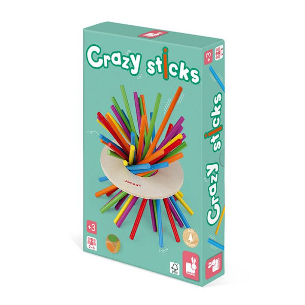 Crazy Sticks skicklighetsspel - JANOD - Trä - från 3 år och uppåt Gul
