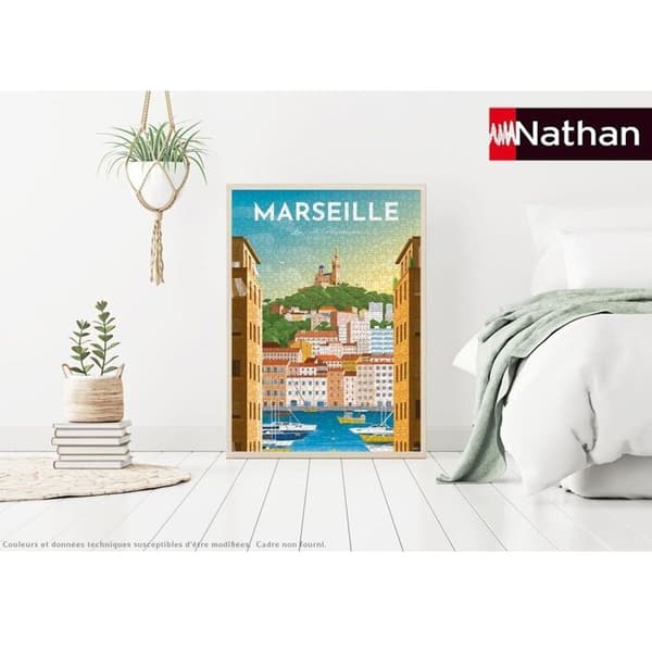 Puslespil 1000 brikker - Plakat Marseille Vit