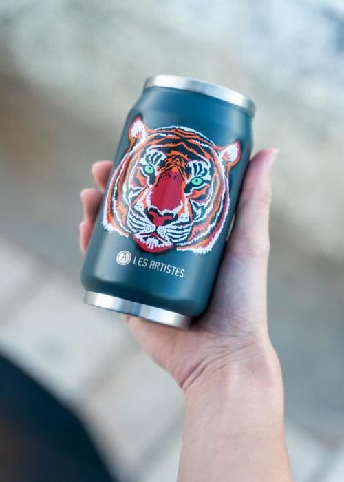 Isoleret flaske - LES ARTISTES PARIS - Pull Can'It - Tiger - 280 ml - Dobbeltvægget rustfrit stål (5 timer varmt/10 timer koldt) Flerfärgad