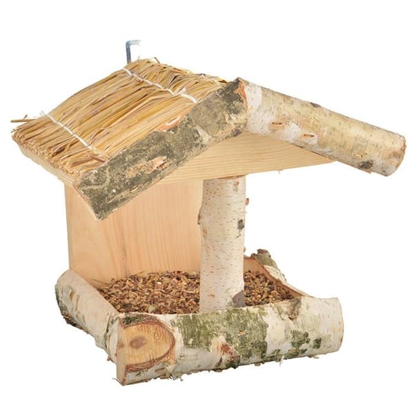 Fågelmatare - Esschert Design - Björkträ - Halmtak - Utomhus Beige