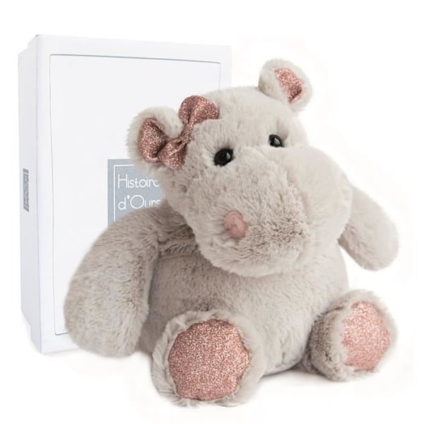 Plyschleksak - BEAR STORY - Hippo girl - 25 cm - Girl - Beige och brun Beige och brun