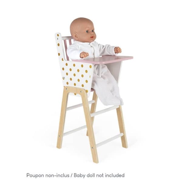 Højstol til Dukker / Dukkebørn Candy Chic Vit/rosa