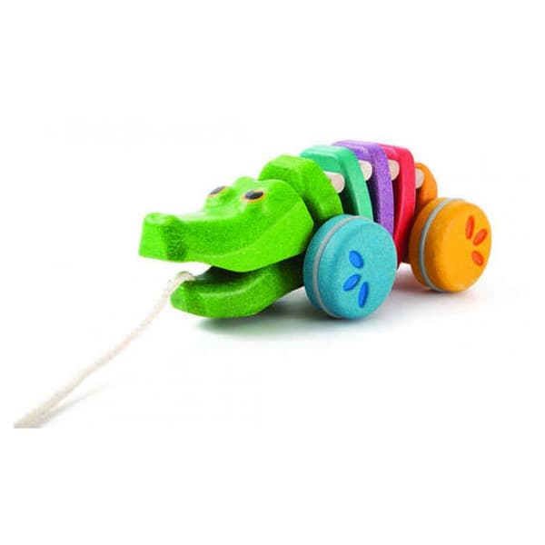 Plan Toys - Regnbue krokodille til at trække - TROUSSELIER Grön