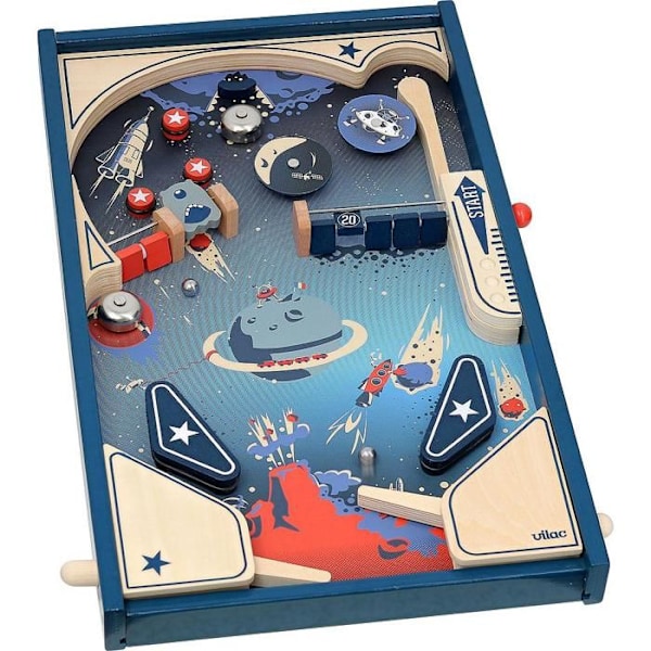 Vilac - Space flipperspel i trä Blå