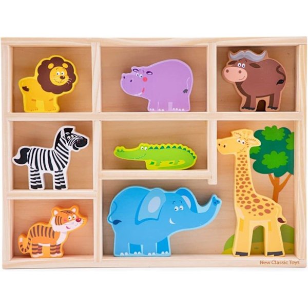 Uudet Klassiset Lelut - Puuhahmot Safari Eläimet Beige