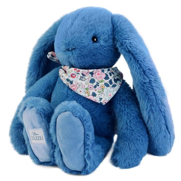 Doudou och Kompaniet - Nalle Rabbit Fleurette blå 35 cm Blå