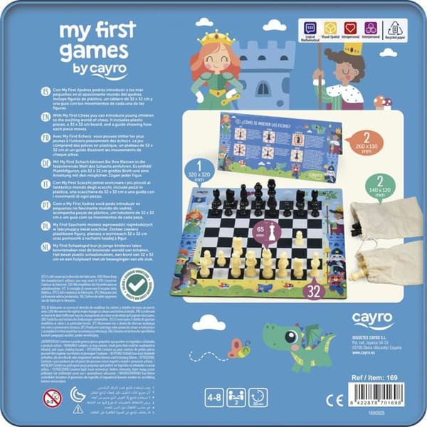 Utbildningsschackspel för barn - CAYRO - Mitt första schackspel - Från 4 år - 2 spelare - Spelplan 28x28 cm Blå