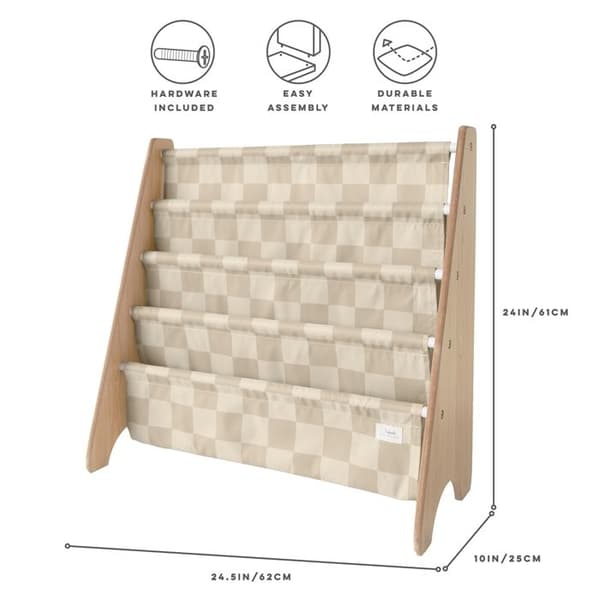 3 Sprouts - Børnebibliotek ternet beige - ELEMENTER TIL BØRN beige